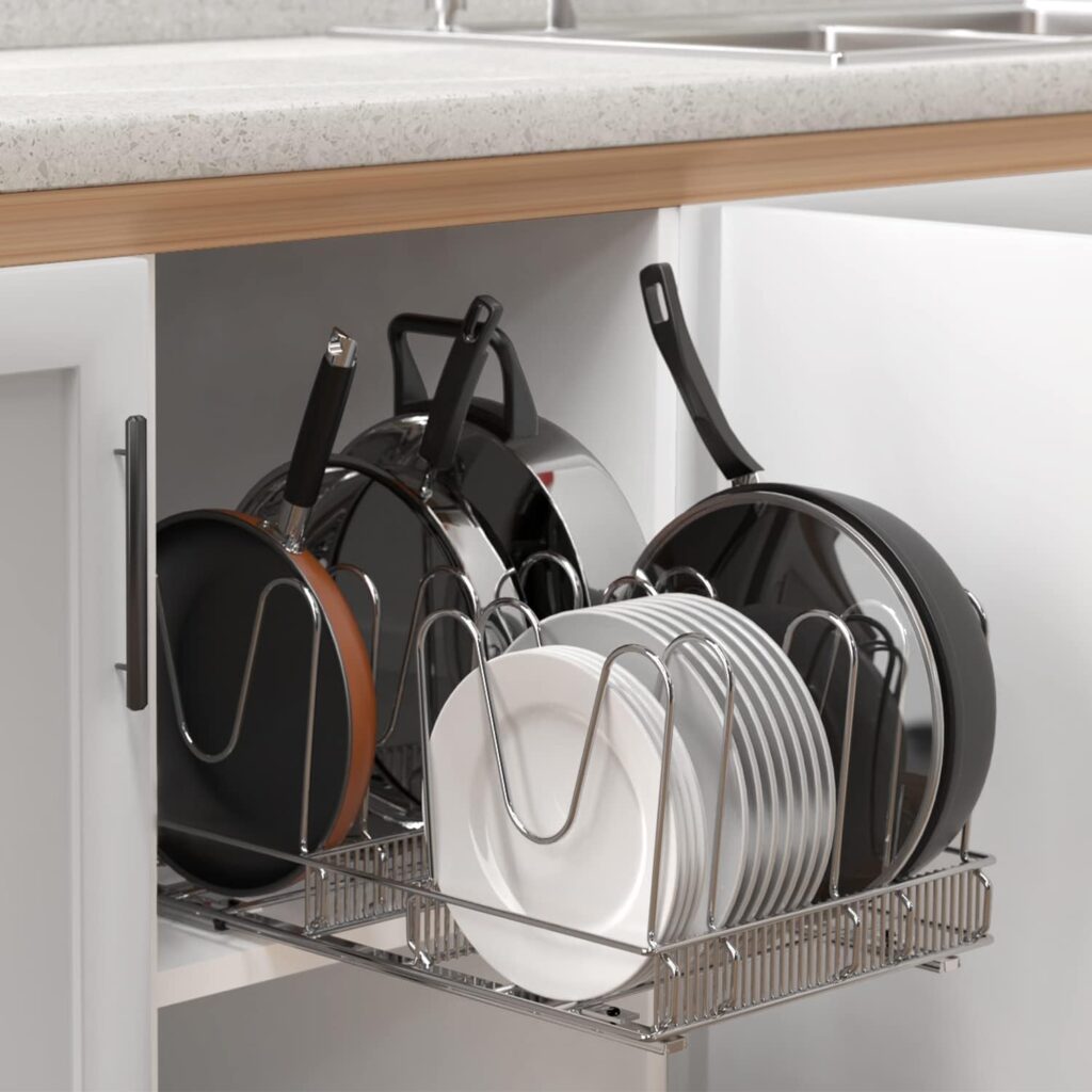 Pots and Pans in Cabinets with Pull-Out Racks