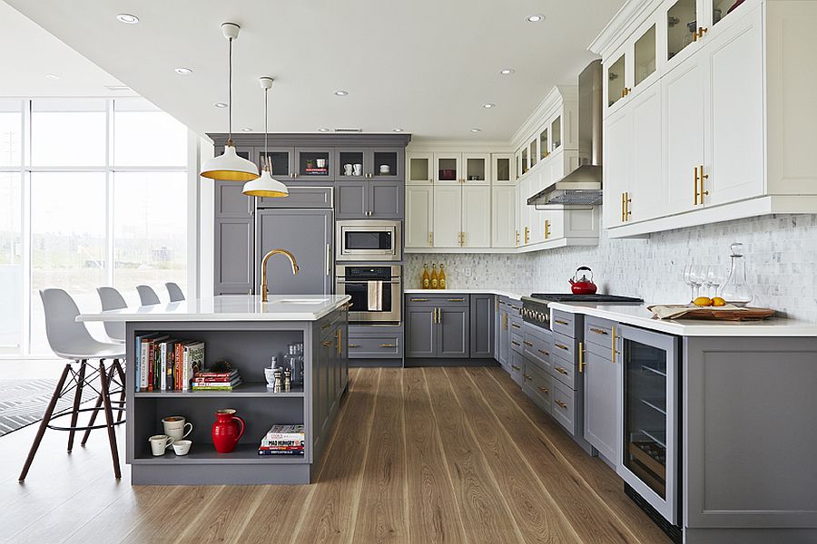 White and Gray kitchen colour 
